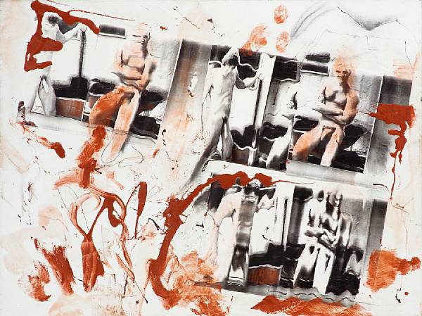 Appraisal: BURROUGHS WILLIAM S Untitled acrylic and photo-collage on canvas x