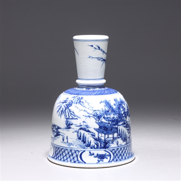 Appraisal: Chinese blue and white porcelain candle holder with landscape and