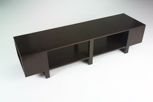 Appraisal: DUNBAR Dark-stained oak coffee table with storage cubicle at either