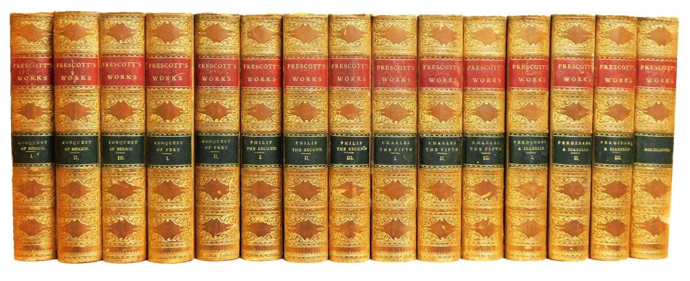 Appraisal: BOOKS William H Prescott works of Philadelphia fifteen volumes tan