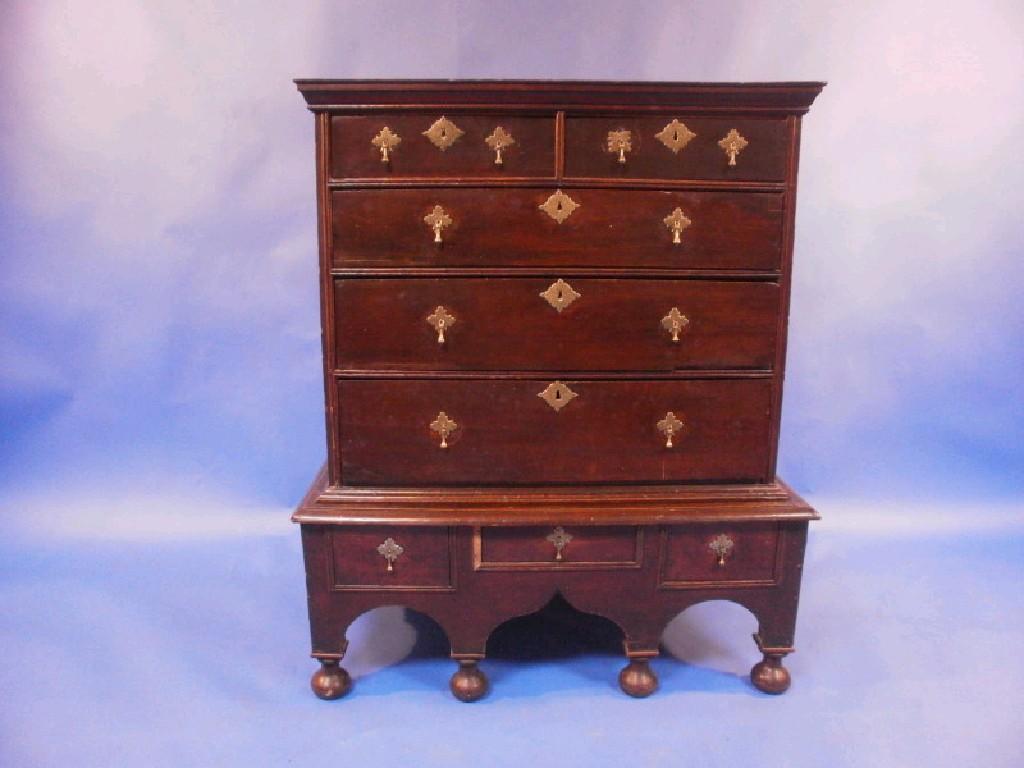 Appraisal: A William Mary chest on stand reduced cm wide cm