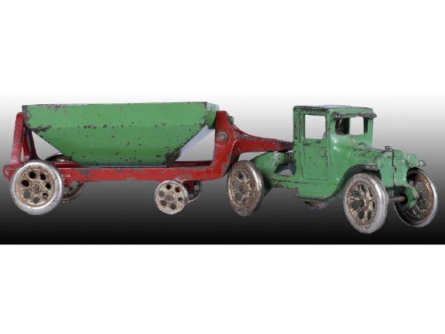 Appraisal: Cast Iron Arcade Model A Green Cab Trailer Toy Description