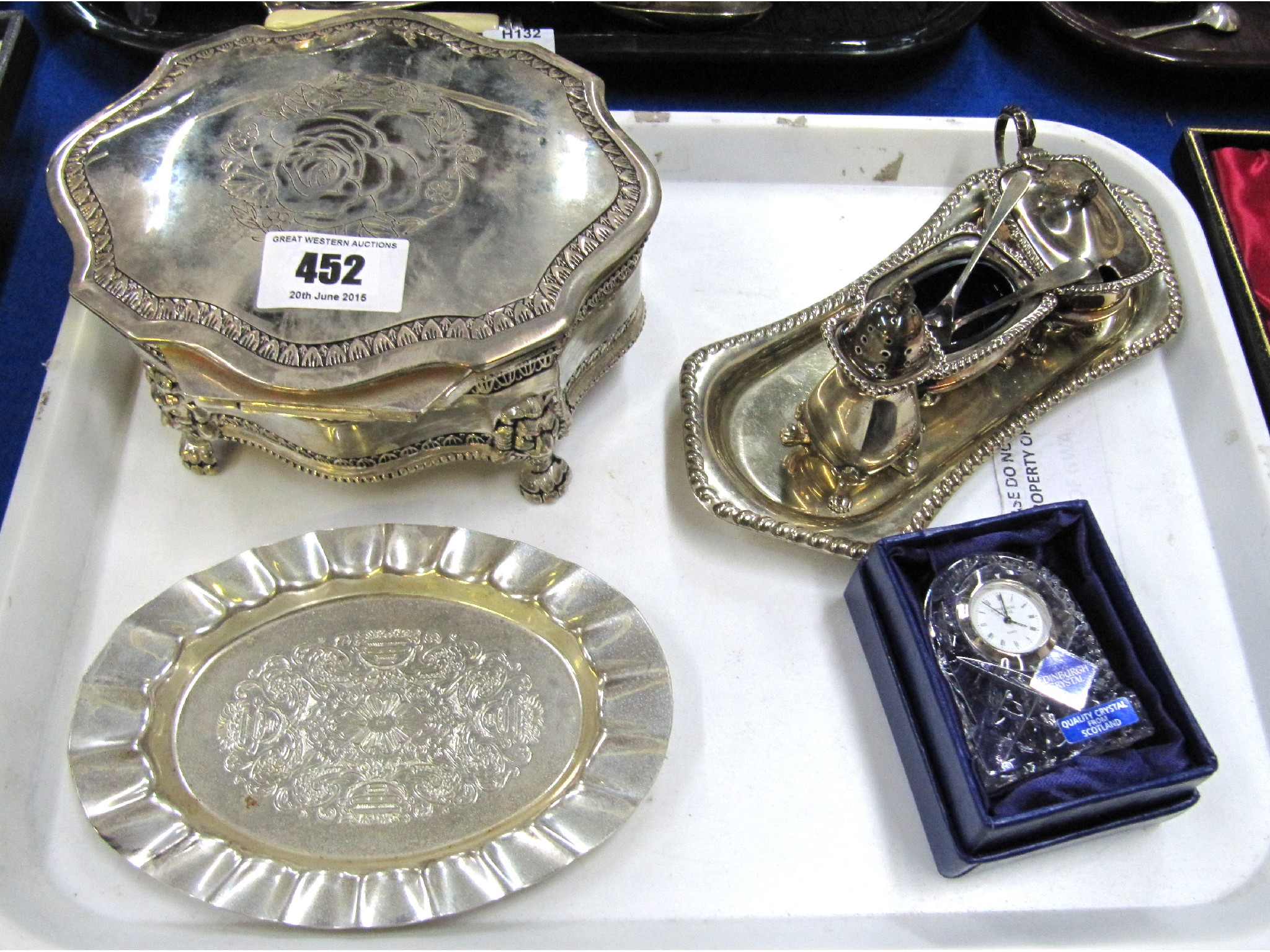 Appraisal: A lot comprising a jewellery box dish condiment set and