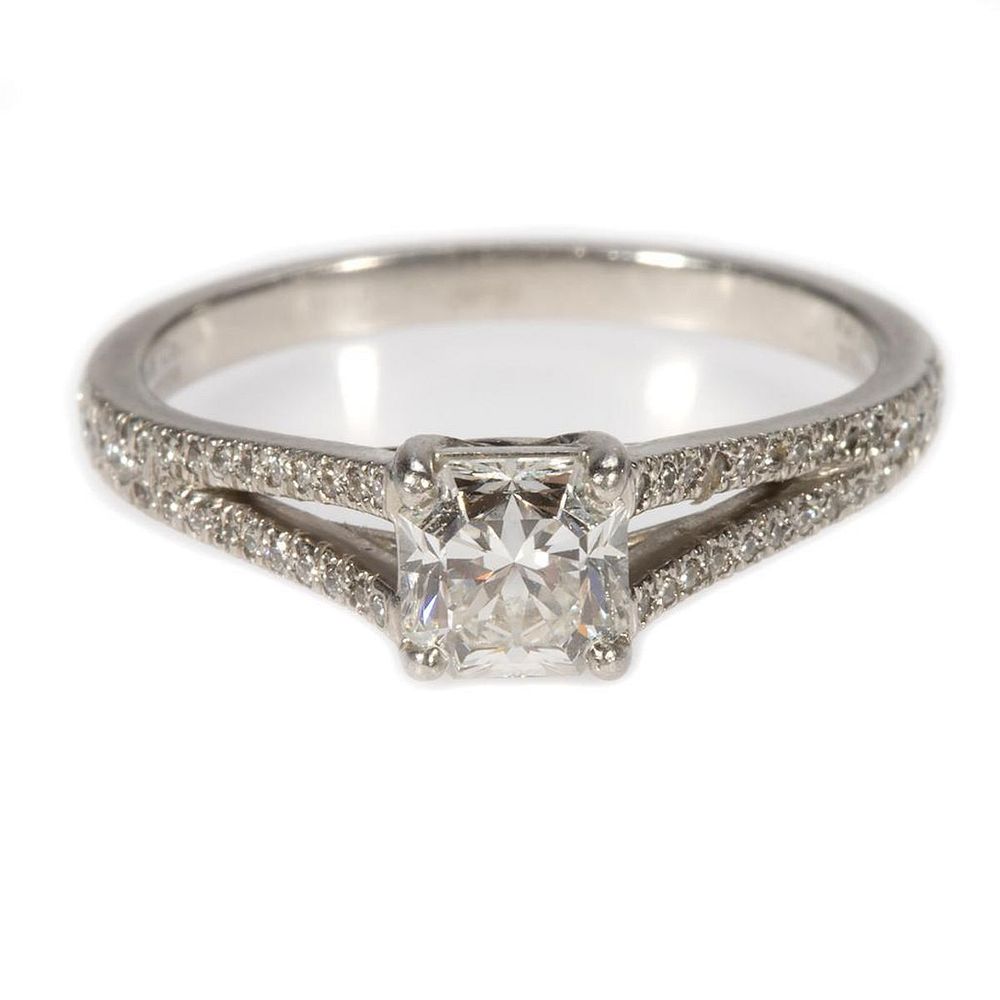 Appraisal: Tiffany Co diamond and platinum engagement ring centering a Lucida-cut