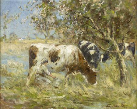 Appraisal: GEORGE SMITH R S A SCOTTISH - MILKING-TIME Signed oil