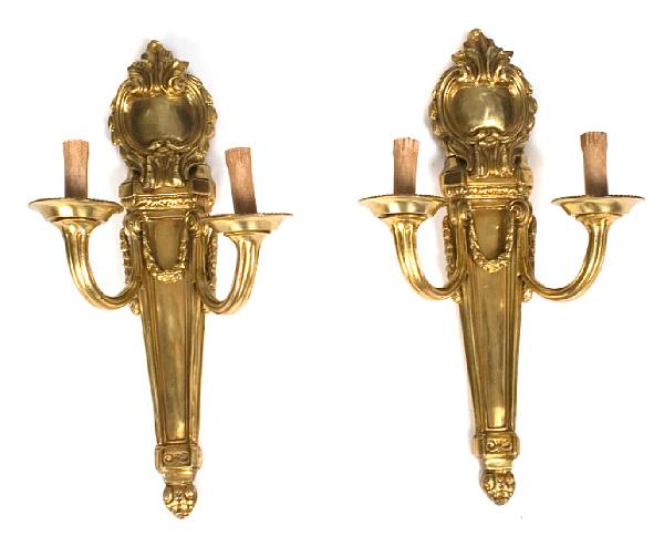 Appraisal: A Louis XVI style two light sconce height in width