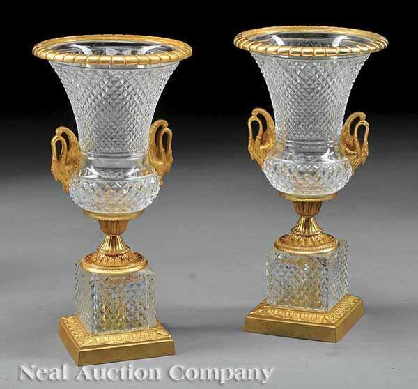 Appraisal: A Pair of Charles X-Style Gilt Bronze and Cut Crystal