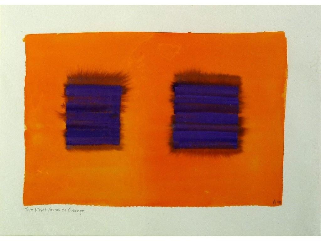 Appraisal: ANTHONY JONES GOUACHE ON PAPER 'Two Violet forms on orange'