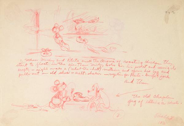 Appraisal: A Walt Disney preliminary rough drawing of Mickey Mouse and