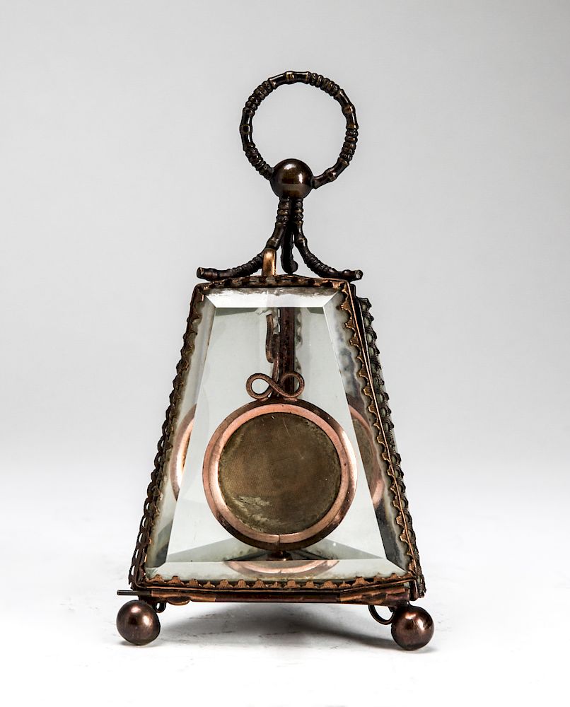 Appraisal: Pyramid Form Beveled Glass Pocket Watch Holder Pyramid-form beveled glass