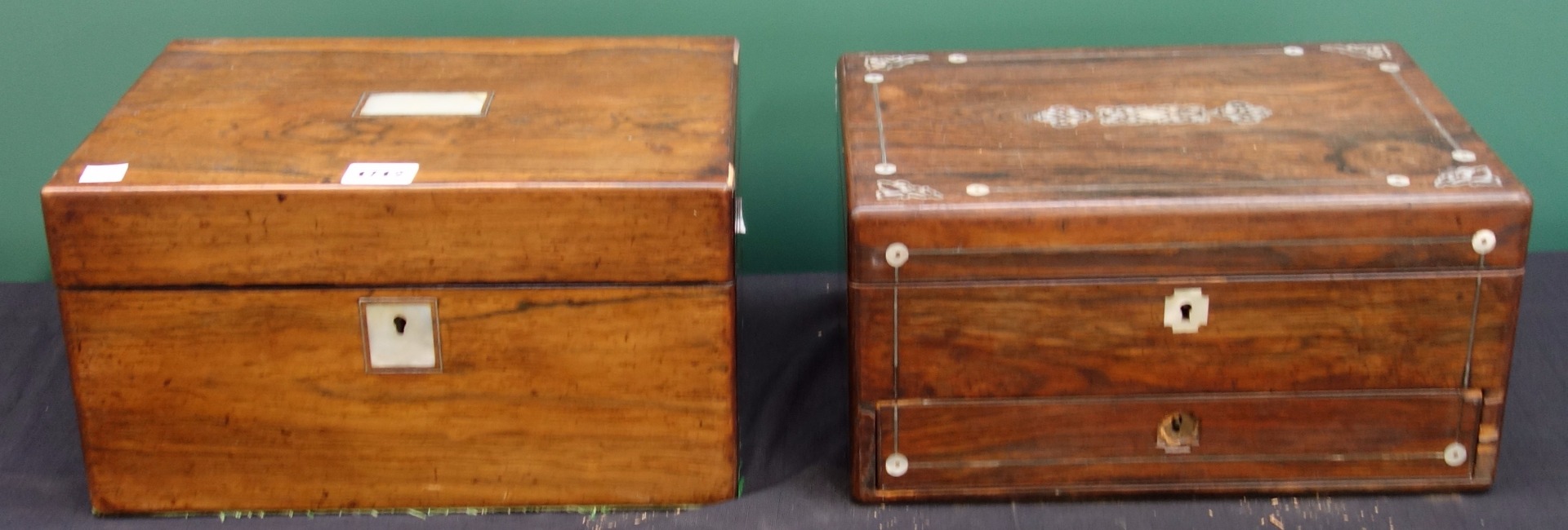 Appraisal: An early th century mother of pearl inlaid rosewood toilet