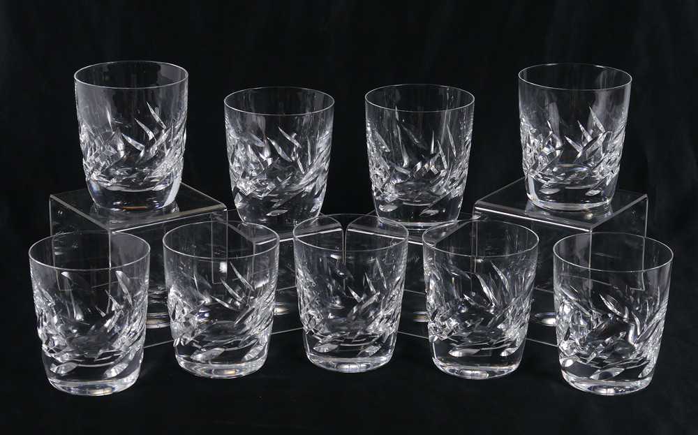 Appraisal: LALIQUE FRENCH CRYSTAL ROCKS TUMBLERS Set of signed in script