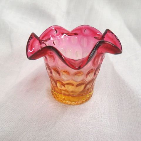 Appraisal: Amberina Art Glass Toothpick Holder by Hobbs baby thumbprint design