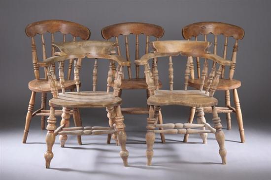 Appraisal: PAIR ENGLISH OAK CAPTAIN'S CHAIRS th century Curving raised crest