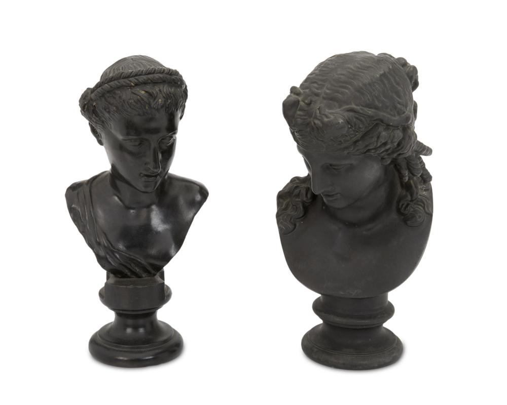 Appraisal: Two patinated bronze busts Late th early th Century Appear