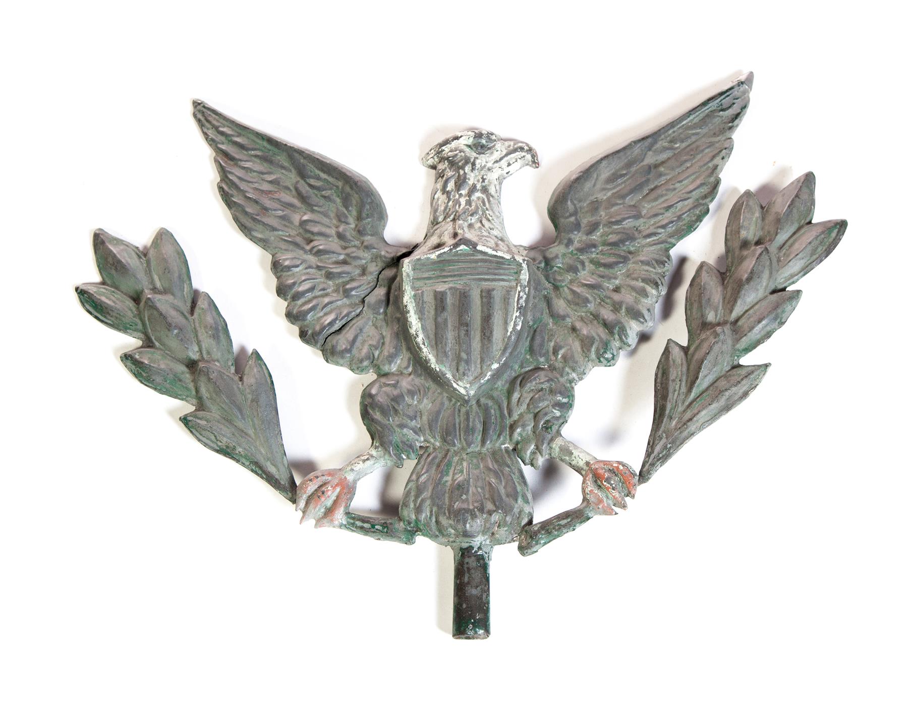 Appraisal: PRESSED ZINC EAGLE FINIAL American nd half- th century Nicely