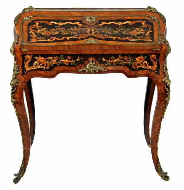 Appraisal: A Louis XV style kingwood and marquetry bureau-de-dame the whole