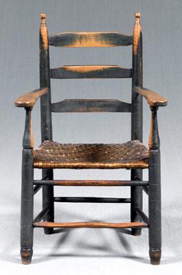 Appraisal: Ladder back armchair stiles flanking three slats flat arms above