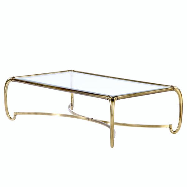 Appraisal: BAKER Brass coffee table with beveled glass top x x