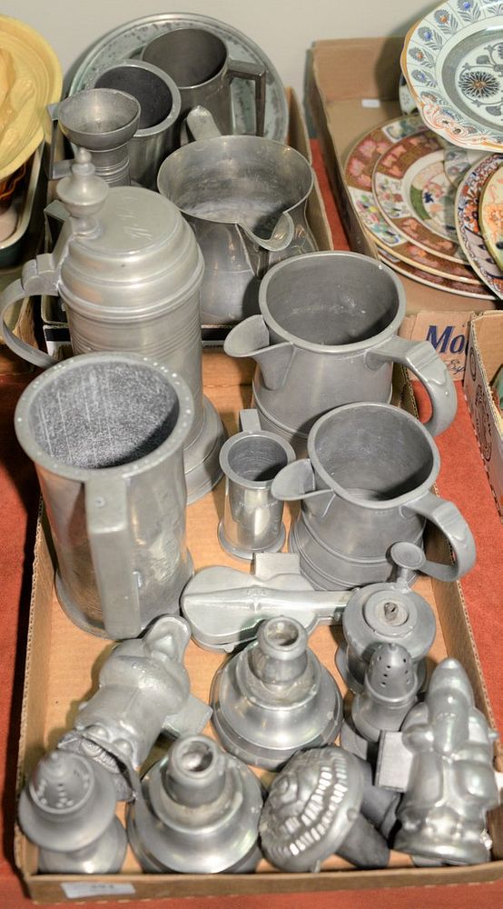 Appraisal: Two tray lots of pewter to include ice cream molds