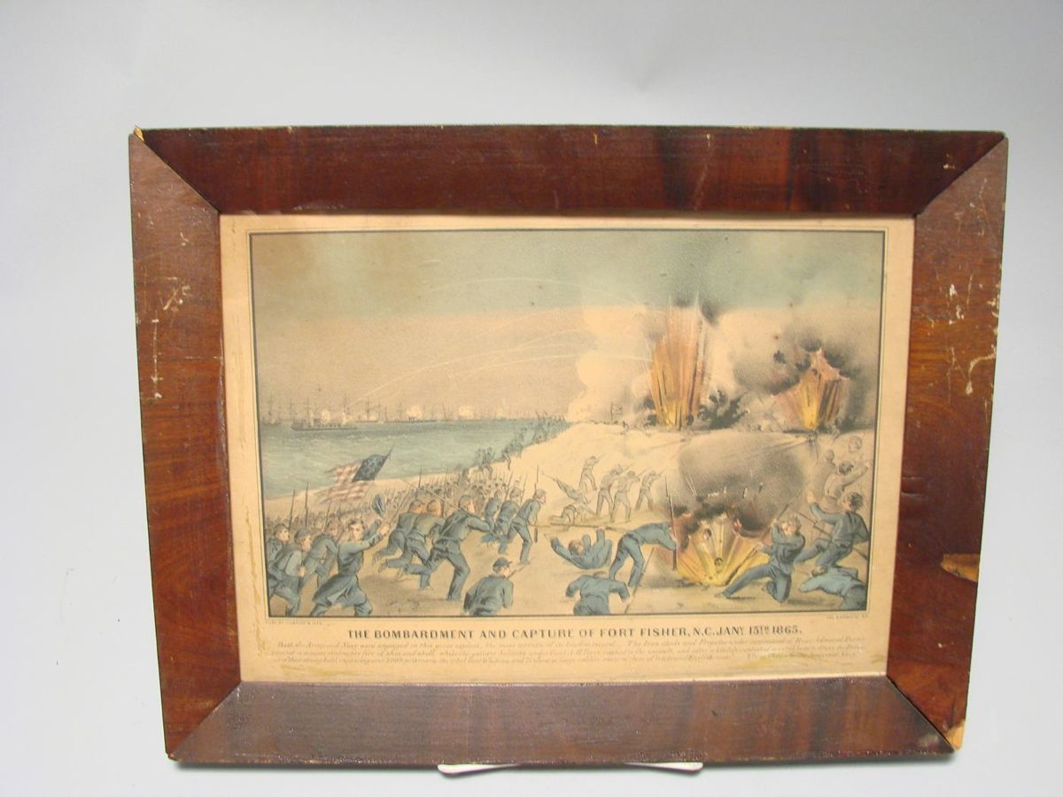 Appraisal: FRAMED CURRIER IVES COLORED LITHOGRAPH Bombardment and Capture of Fort