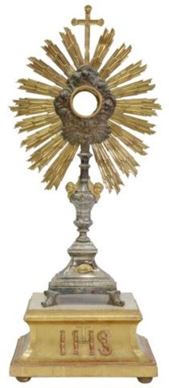 Appraisal: French silverplate and gilt metal ostensorium monstrance early th c