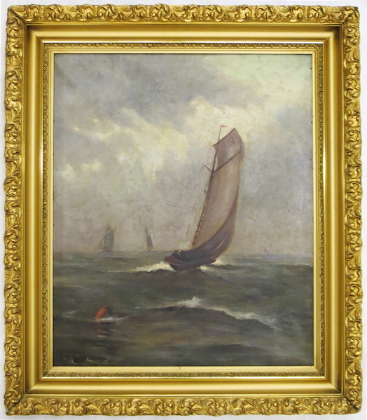 Appraisal: L M DEERE OIL ON CANVAS American th century Sailboats