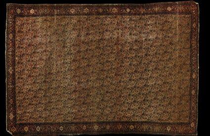 Appraisal: SENNEH RUG The oatmeal-ground worked with diagonal latched bands enclosing