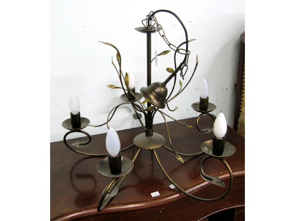 Appraisal: Five branch ceiling light