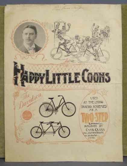 Appraisal: 'Happy Little Coons'' Music sheet Davidson Bicycles Early Harley Davidson