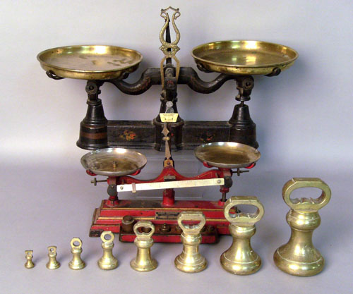 Appraisal: Two cast iron scales together with a group of brass