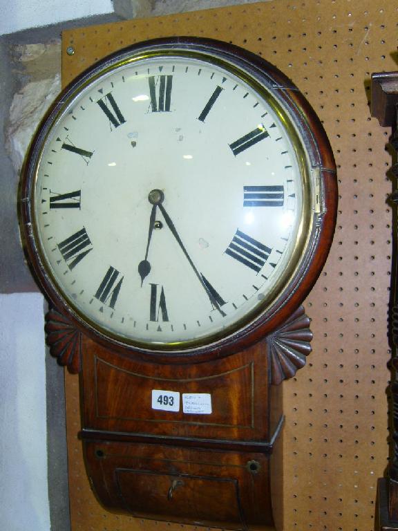 Appraisal: A Regency mahogany convex drop dial wall clock with brass