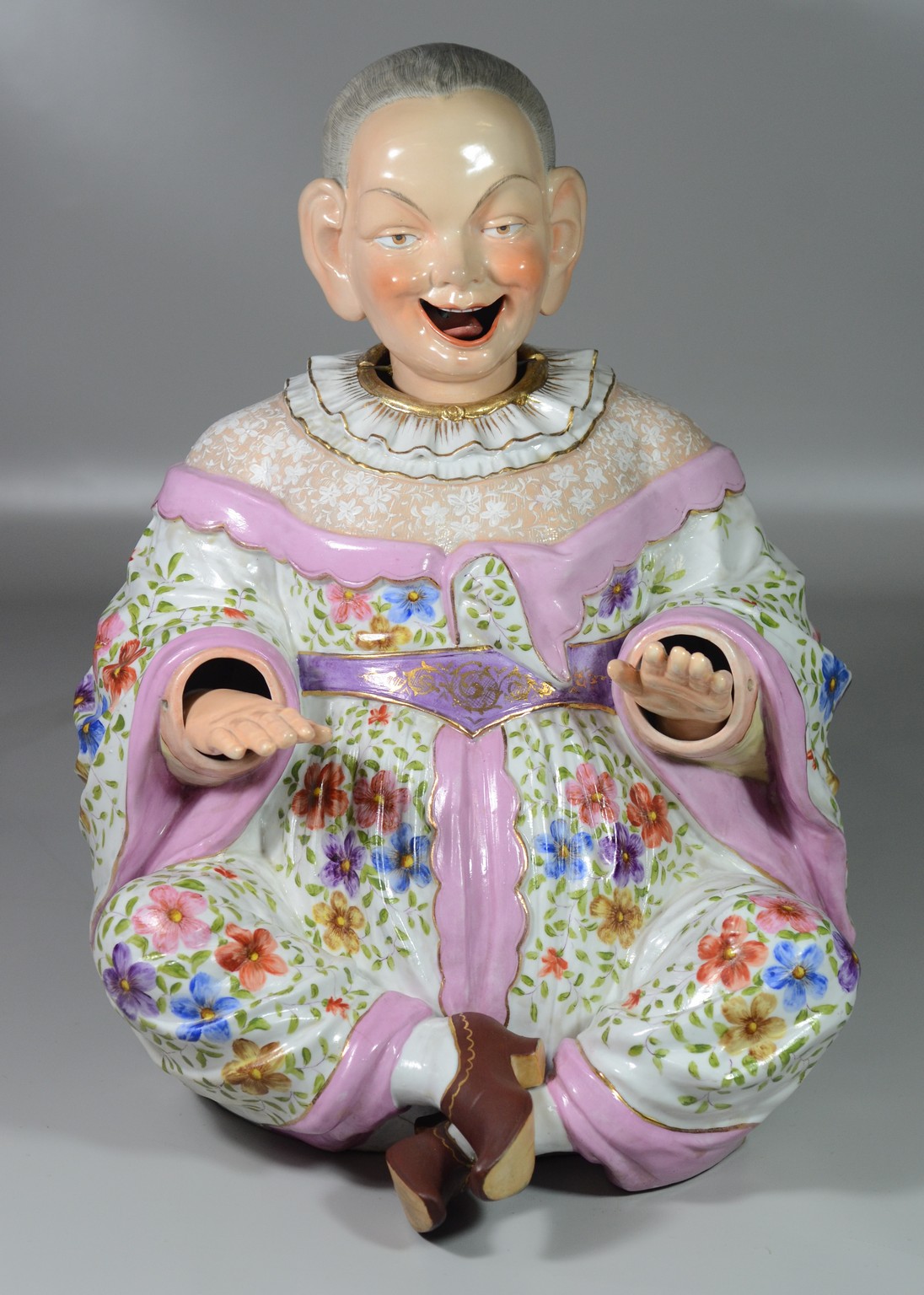 Appraisal: Large Meissen style Continental porcelain nodder articulated head tongue and