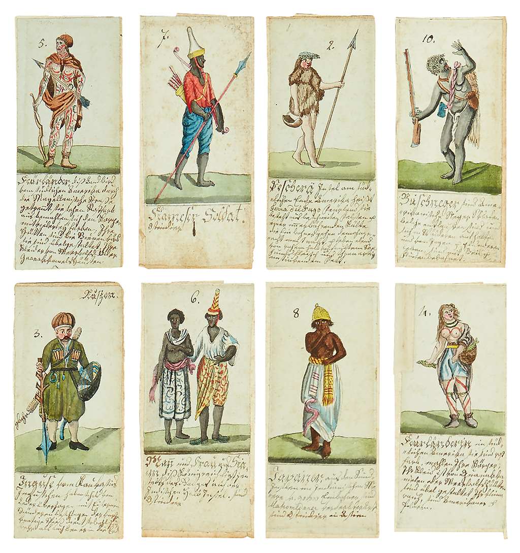 Appraisal: COSTUME--INDIGENOUS Anonymous Eight Ethnographic Watercolors featuring diversely costumed people from