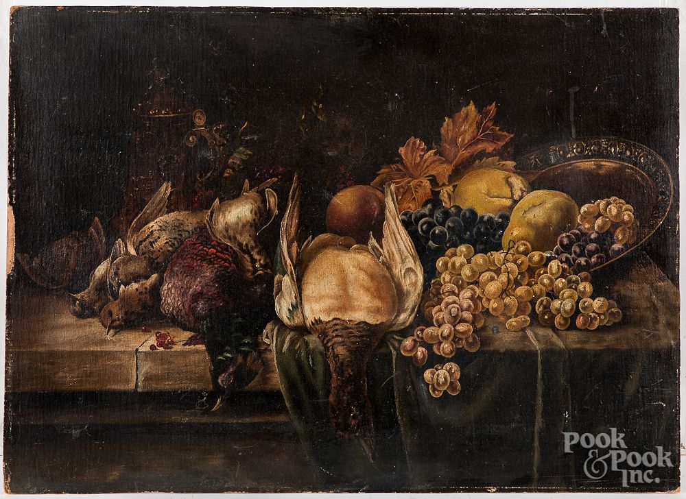 Appraisal: Oil on canvas still life th c Oil on canvas