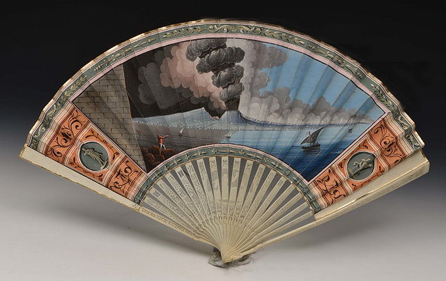 Appraisal: AN ITALIAN PAINTED GOUACHE NEO-CLASSICAL FAN painted with the Bay