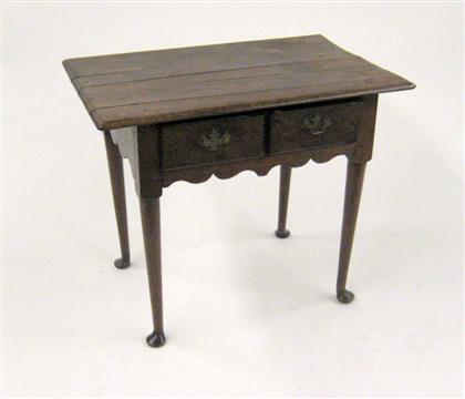 Appraisal: Provincial George II mahogany and walnut work table The rectangular