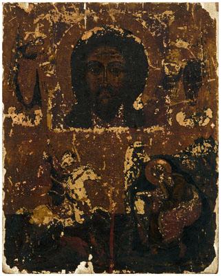 Appraisal: th century Greek icon the head of Christ flanked by