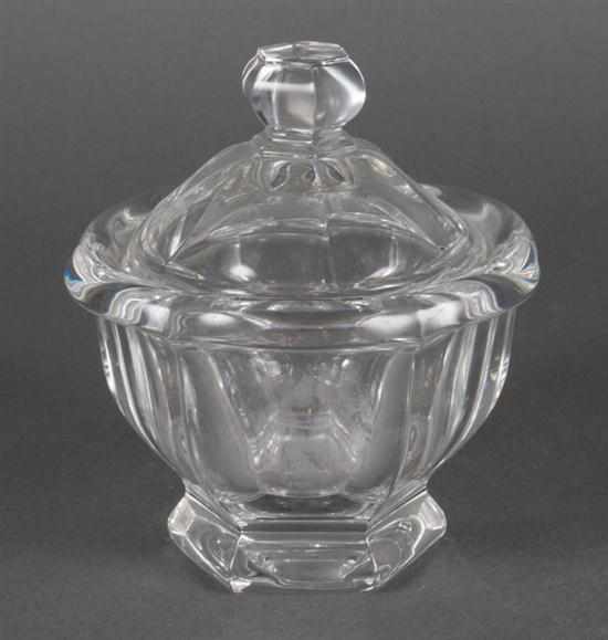 Appraisal: Baccarat glass covered sugar bowl acid etch mark in H