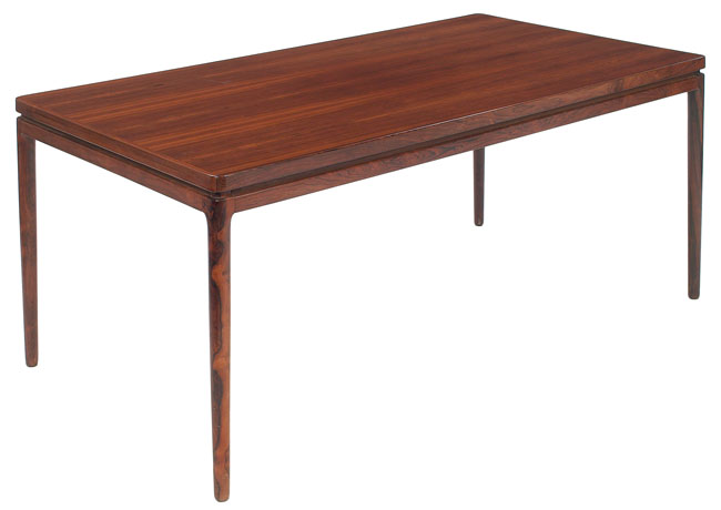 Appraisal: Danish dining table rosewood rectangular top over tapered legs two