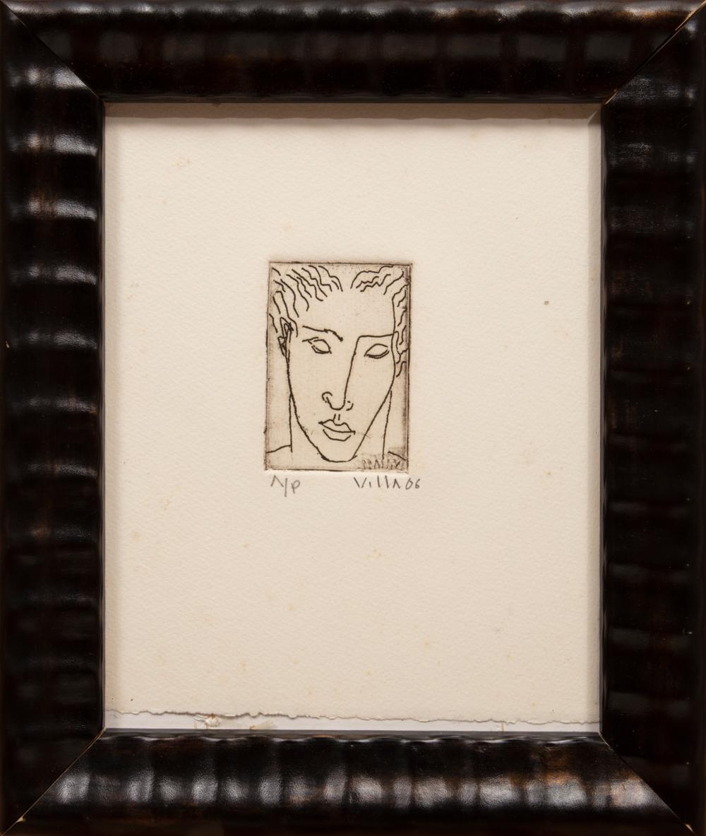 Appraisal: Mario Villa Nicaraguan New Orleans - Portrait etching pencil-signed dated