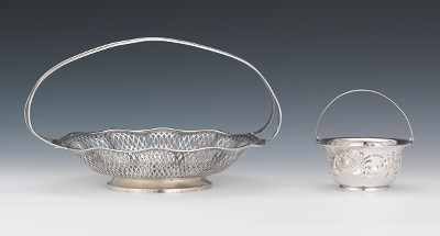 Appraisal: Two Sterling Silver Baskets Larger basket by Whiting with open