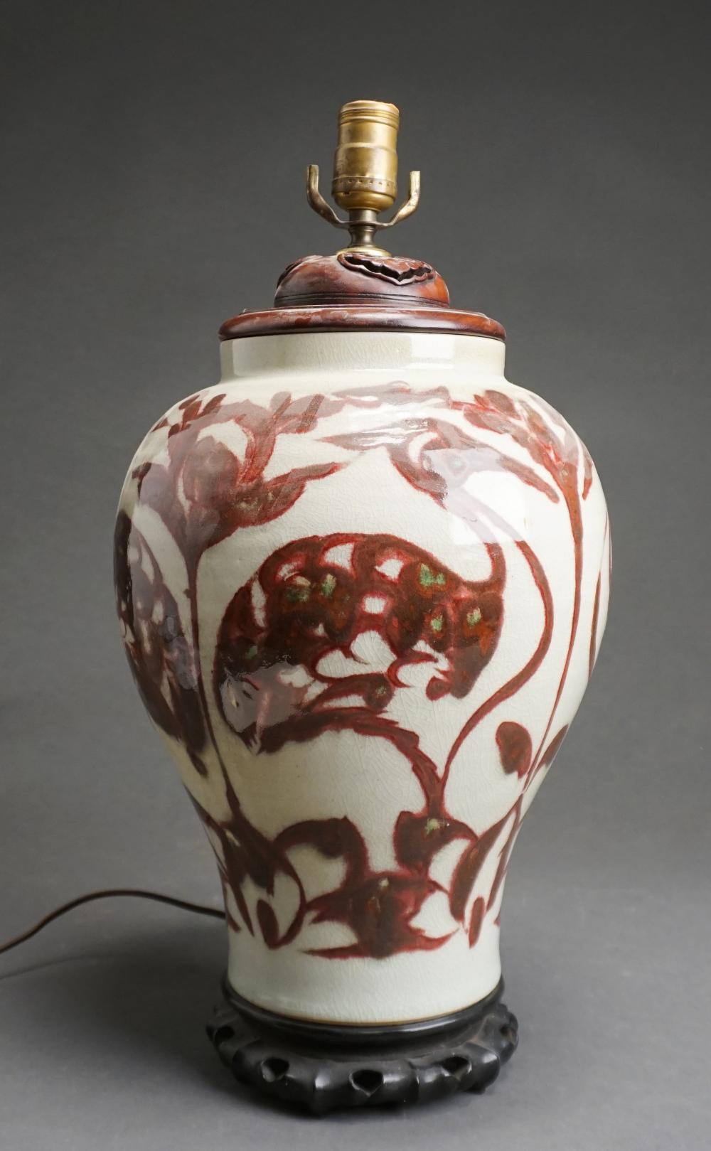 Appraisal: Japanese Studio Pottery Vase mounted as Lamp in cm