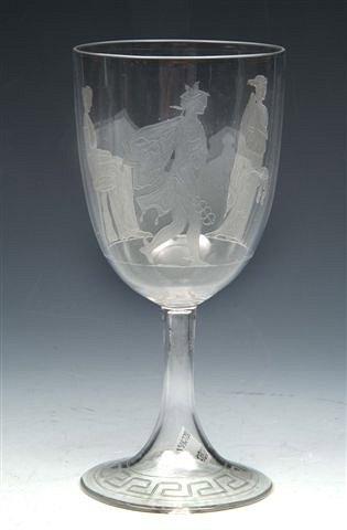 Appraisal: A TH CENTURY GOBLET with acid etched decoration depicting Mercury