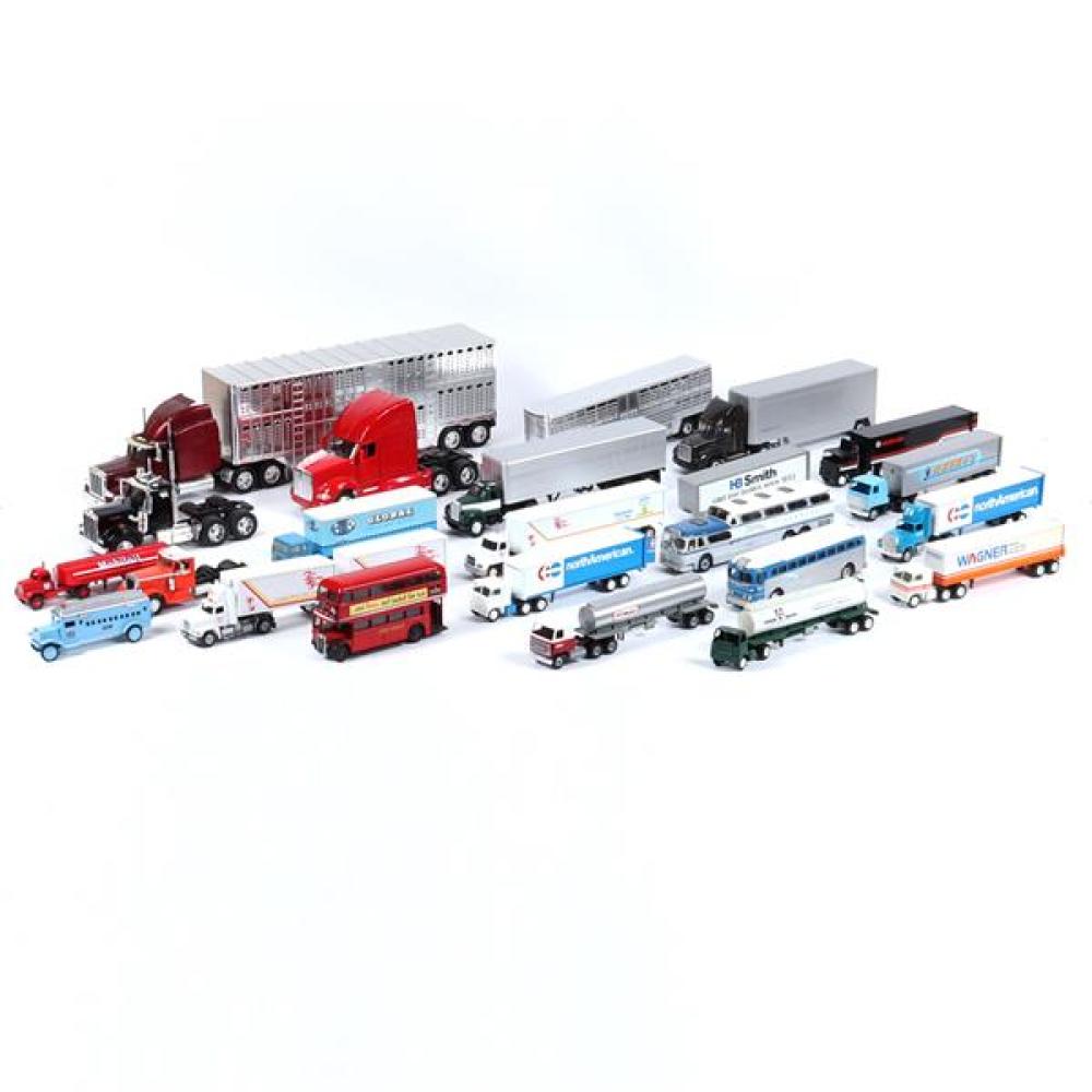 Appraisal: TWENTY-THREE BRANDED TOY SEMI TRUCKS AND BUSES LARGE COLLECTION OF