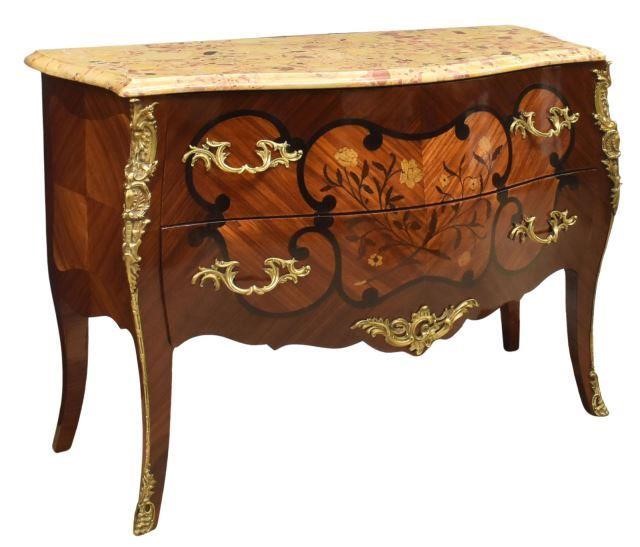 Appraisal: French Louis XV style commode th c shaped marble top