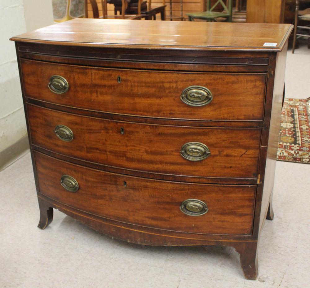 Appraisal: GEORGE III MAHOGANY BOW-FRONT BACHELOR'S CHEST English early th century