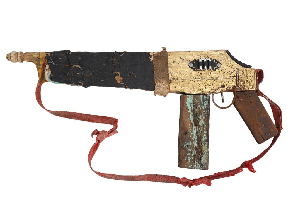 Appraisal: BAST NYC STREET ARTIST WOOD GUN SCULPTUREBast whose real name