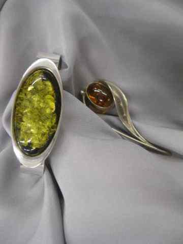 Appraisal: Amber Sterling Silver Bracelet Brooch