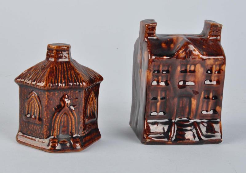 Appraisal: Pair Of Rockingham Ware House Pottery Banks Both banks are